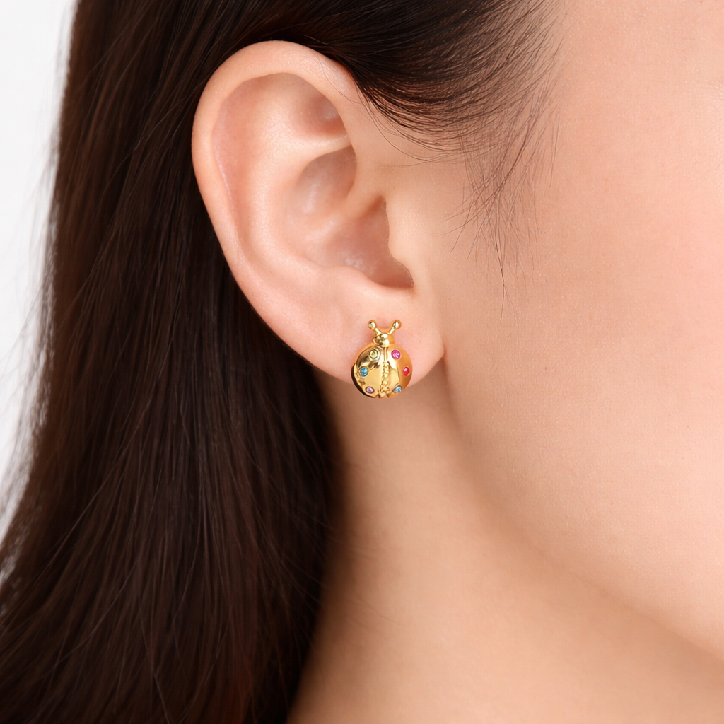 Earrings lady bug