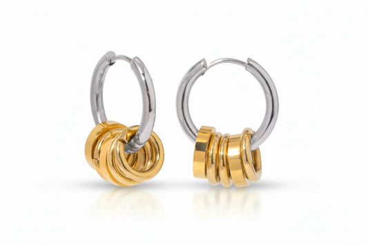 Silver and gold earrings