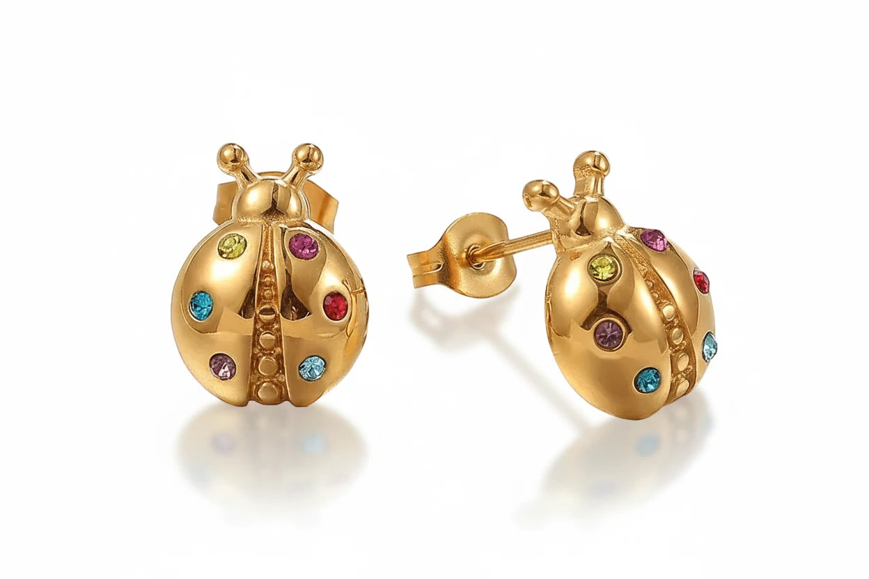 Earrings lady bug